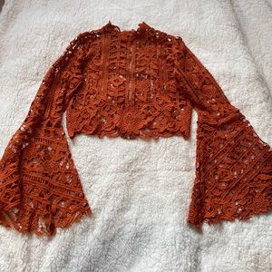 💕 Burnt Orange Windsor Lace Top